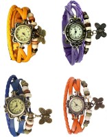 Omen Vintage Rakhi Combo of 4 Yellow, Blue, Purple And Orange Analog Watch  - For Women   Watches  (Omen)