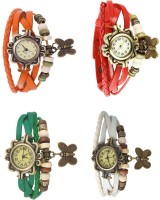 Omen Vintage Rakhi Combo of 4 Orange, Green, Red And White Analog Watch  - For Women   Watches  (Omen)