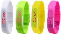 Omen Led Magnet Band Combo of 4 White, Green, Yellow And Pink Digital Watch  - For Men & Women   Watches  (Omen)