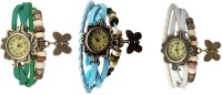 Omen Vintage Rakhi Combo of 3 Green, Sky Blue And White Analog Watch  - For Women   Watches  (Omen)