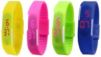 Omen Led Magnet Band Combo of 4 Yellow, Pink, Green And Blue Digital Watch  - For Men & Women   Watches  (Omen)