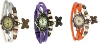 Omen Vintage Rakhi Watch Combo of 3 White, Purple And Orange Analog Watch  - For Women   Watches  (Omen)