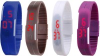 Omen Led Magnet Band Combo of 4 Blue, Brown, White And Purple Digital Watch  - For Men & Women   Watches  (Omen)
