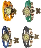 Omen Vintage Rakhi Combo of 4 Yellow, Blue, Green And Black Analog Watch  - For Women   Watches  (Omen)