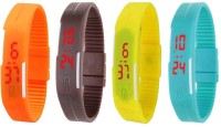 Omen Led Magnet Band Combo of 4 Orange, Brown, Yellow And Sky Blue Digital Watch  - For Men & Women   Watches  (Omen)