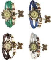 NS18 Vintage Butterfly Rakhi Combo of 4 Green, Brown, Blue And White Analog Watch  - For Women   Watches  (NS18)