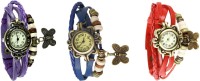 Omen Vintage Rakhi Watch Combo of 3 Purple, Blue And Red Analog Watch  - For Women   Watches  (Omen)
