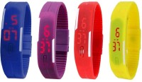 Omen Led Magnet Band Combo of 4 Blue, Purple, Red And Yellow Digital Watch  - For Men & Women   Watches  (Omen)