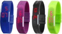 Omen Led Magnet Band Combo of 4 Blue, Purple, Black And Green Digital Watch  - For Men & Women   Watches  (Omen)