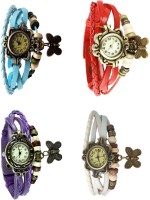 Omen Vintage Rakhi Combo of 4 Sky Blue, Purple, Red And White Analog Watch  - For Women   Watches  (Omen)