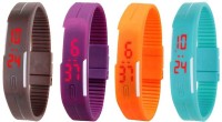 Omen Led Magnet Band Combo of 4 Brown, Purple, Orange And Sky Blue Digital Watch  - For Men & Women   Watches  (Omen)