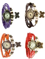 Omen Vintage Rakhi Combo of 4 Purple, Orange, Brown And Red Analog Watch  - For Women   Watches  (Omen)