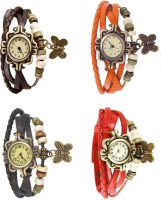 NS18 Vintage Butterfly Rakhi Combo of 4 Brown, Black, Orange And Red Analog Watch  - For Women   Watches  (NS18)