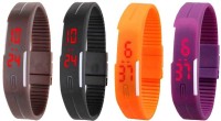Omen Led Magnet Band Combo of 4 Brown, Black, Orange And Purple Digital Watch  - For Men & Women   Watches  (Omen)
