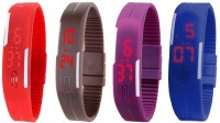 Omen Led Magnet Band Combo of 4 Red, Brown, Purple And Blue Digital Watch  - For Men & Women   Watches  (Omen)