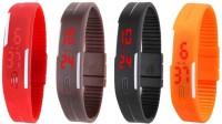Omen Led Magnet Band Combo of 4 Red, Brown, Black And Orange Digital Watch  - For Men & Women   Watches  (Omen)