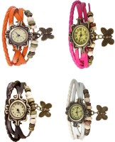 Omen Vintage Rakhi Combo of 4 Orange, Brown, Pink And White Analog Watch  - For Women   Watches  (Omen)