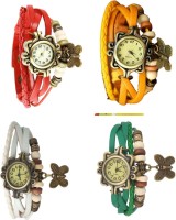 Omen Vintage Rakhi Combo of 4 Red, White, Yellow And Green Analog Watch  - For Women   Watches  (Omen)