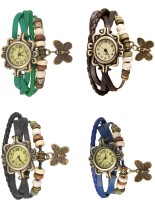 Omen Vintage Rakhi Combo of 4 Green, Black, Brown And Blue Analog Watch  - For Women   Watches  (Omen)