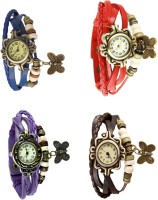 Omen Vintage Rakhi Combo of 4 Blue, Purple, Red And Brown Analog Watch  - For Women   Watches  (Omen)
