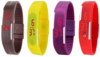 Omen Led Magnet Band Combo of 4 Brown, Yellow, Purple And Red Digital Watch  - For Men & Women   Watches  (Omen)