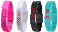 View NS18 Silicone Led Magnet Band Watch Combo of 4 Pink, White, Black And Sky Blue Digital Watch  - For Couple Wrist Watches Price Online(NS18)