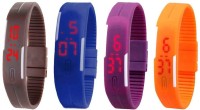 Omen Led Magnet Band Combo of 4 Brown, Blue, Purple And Orange Digital Watch  - For Men & Women   Watches  (Omen)
