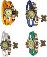 Omen Vintage Rakhi Combo of 4 Yellow, White, Blue And Green Analog Watch  - For Women   Watches  (Omen)