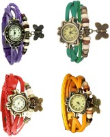 Omen Vintage Rakhi Combo of 4 Purple, Red, Green And Yellow Analog Watch  - For Women   Watches  (Omen)