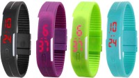 Omen Led Magnet Band Combo of 4 Black, Purple, Green And Sky Blue Digital Watch  - For Men & Women   Watches  (Omen)