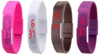 Omen Led Magnet Band Combo of 4 Pink, White, Brown And Purple Digital Watch  - For Men & Women   Watches  (Omen)