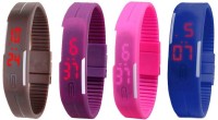 Omen Led Magnet Band Combo of 4 Brown, Purple, Pink And Blue Digital Watch  - For Men & Women   Watches  (Omen)