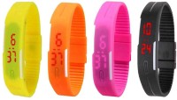 Omen Led Magnet Band Combo of 4 Yellow, Orange, Pink And Black Digital Watch  - For Men & Women   Watches  (Omen)