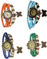 Omen Vintage Rakhi Combo of 4 Orange, Blue, Sky Blue And Green Analog Watch  - For Women   Watches  (Omen)