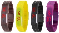 Omen Led Magnet Band Combo of 4 Brown, Yellow, Black And Purple Digital Watch  - For Men & Women   Watches  (Omen)