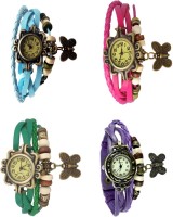 NS18 Vintage Butterfly Rakhi Combo of 4 Sky Blue, Green, Pink And Purple Analog Watch  - For Women   Watches  (NS18)
