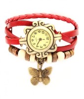 E-DEAL Vintage Butterfly Red Lather analog Women's watch - EDWW0005 Analog Watch  - For Girls   Watches  (E-DEAL)