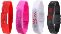 Omen Led Magnet Band Combo of 4 Red, Pink, White And Black Digital Watch  - For Men & Women   Watches  (Omen)