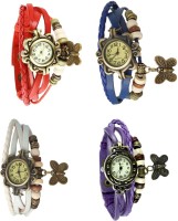 Omen Vintage Rakhi Combo of 4 Red, White, Blue And Purple Analog Watch  - For Women   Watches  (Omen)