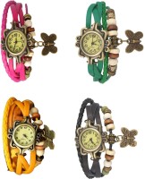 Omen Vintage Rakhi Combo of 4 Pink, Yellow, Green And Black Analog Watch  - For Women   Watches  (Omen)