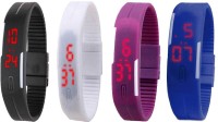 Omen Led Magnet Band Combo of 4 Black, White, Purple And Blue Digital Watch  - For Men & Women   Watches  (Omen)