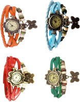 Omen Vintage Rakhi Combo of 4 Orange, Red, Sky Blue And Green Analog Watch  - For Women   Watches  (Omen)
