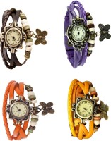 Omen Vintage Rakhi Combo of 4 Brown, Orange, Purple And Yellow Analog Watch  - For Women   Watches  (Omen)