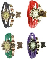 Omen Vintage Rakhi Combo of 4 Black, Green, Red And Purple Analog Watch  - For Women   Watches  (Omen)