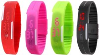 Omen Led Magnet Band Combo of 4 Red, Pink, Green And Black Digital Watch  - For Men & Women   Watches  (Omen)