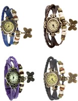 Omen Vintage Rakhi Combo of 4 Blue, Purple, Brown And Black Analog Watch  - For Women   Watches  (Omen)