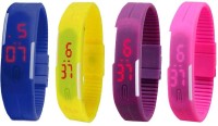 Omen Led Magnet Band Combo of 4 Blue, Yellow, Purple And Pink Digital Watch  - For Men & Women   Watches  (Omen)