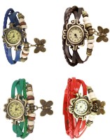 Omen Vintage Rakhi Combo of 4 Blue, Green, Brown And Red Analog Watch  - For Women   Watches  (Omen)