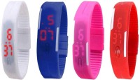 Omen Led Magnet Band Combo of 4 White, Blue, Pink And Red Digital Watch  - For Men & Women   Watches  (Omen)
