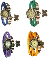 Omen Vintage Rakhi Combo of 4 Blue, Purple, Green And Yellow Analog Watch  - For Women   Watches  (Omen)